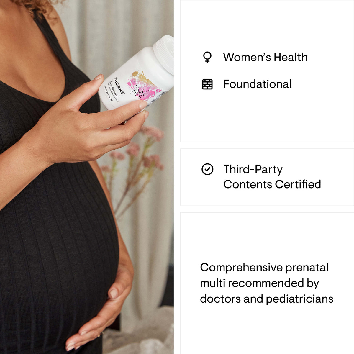 THORNE Basic Prenatal, Includes Active Folate, Choline & Iron, 90 Capsules